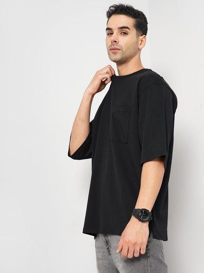 Black Solid Cotton T-shirt