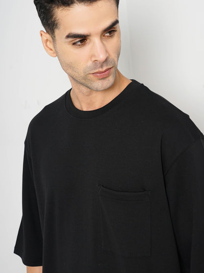 Black Solid Cotton T-shirt