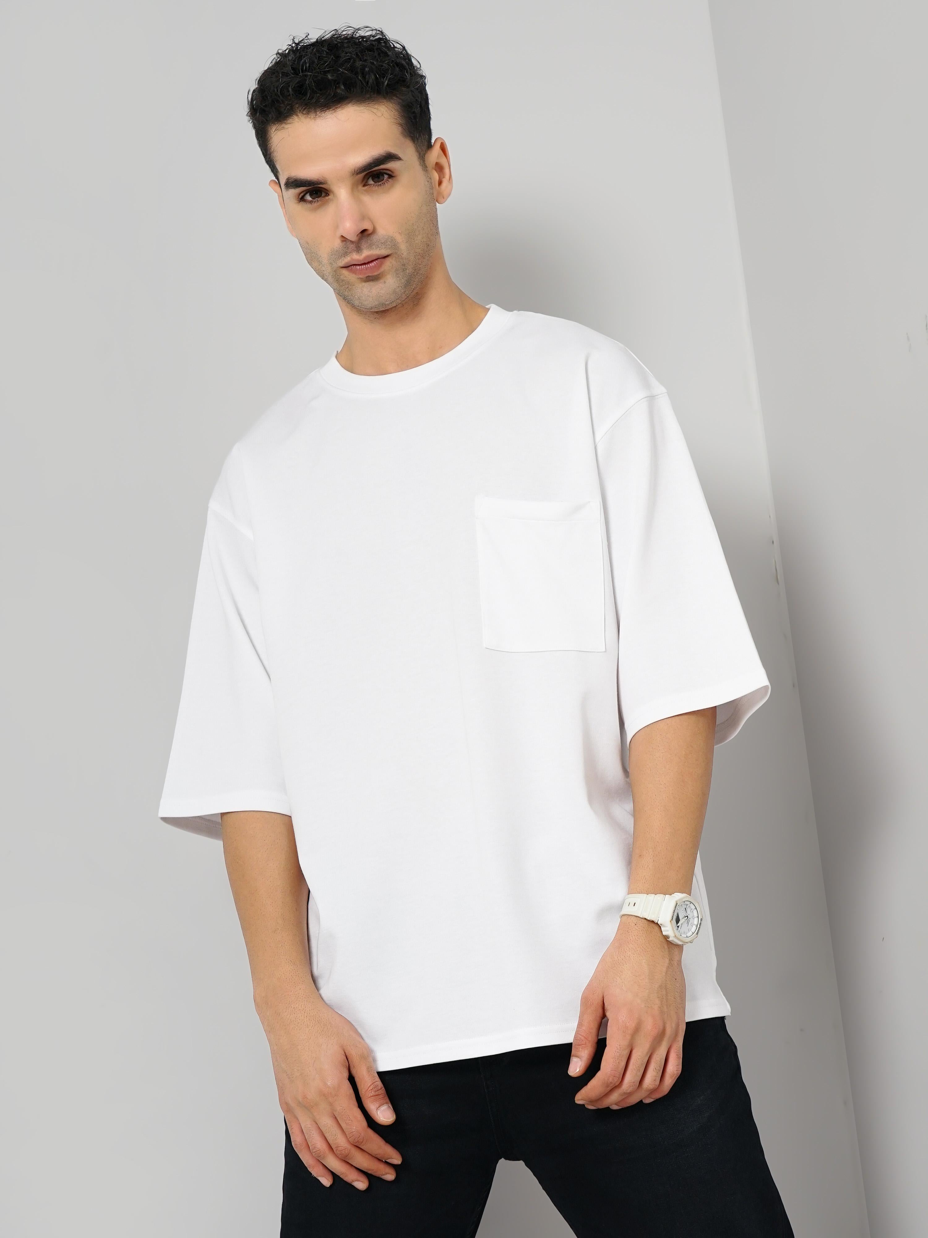 Off White Solid Cotton T-shirt