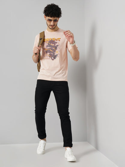 Pink Printed Cotton T-shirt