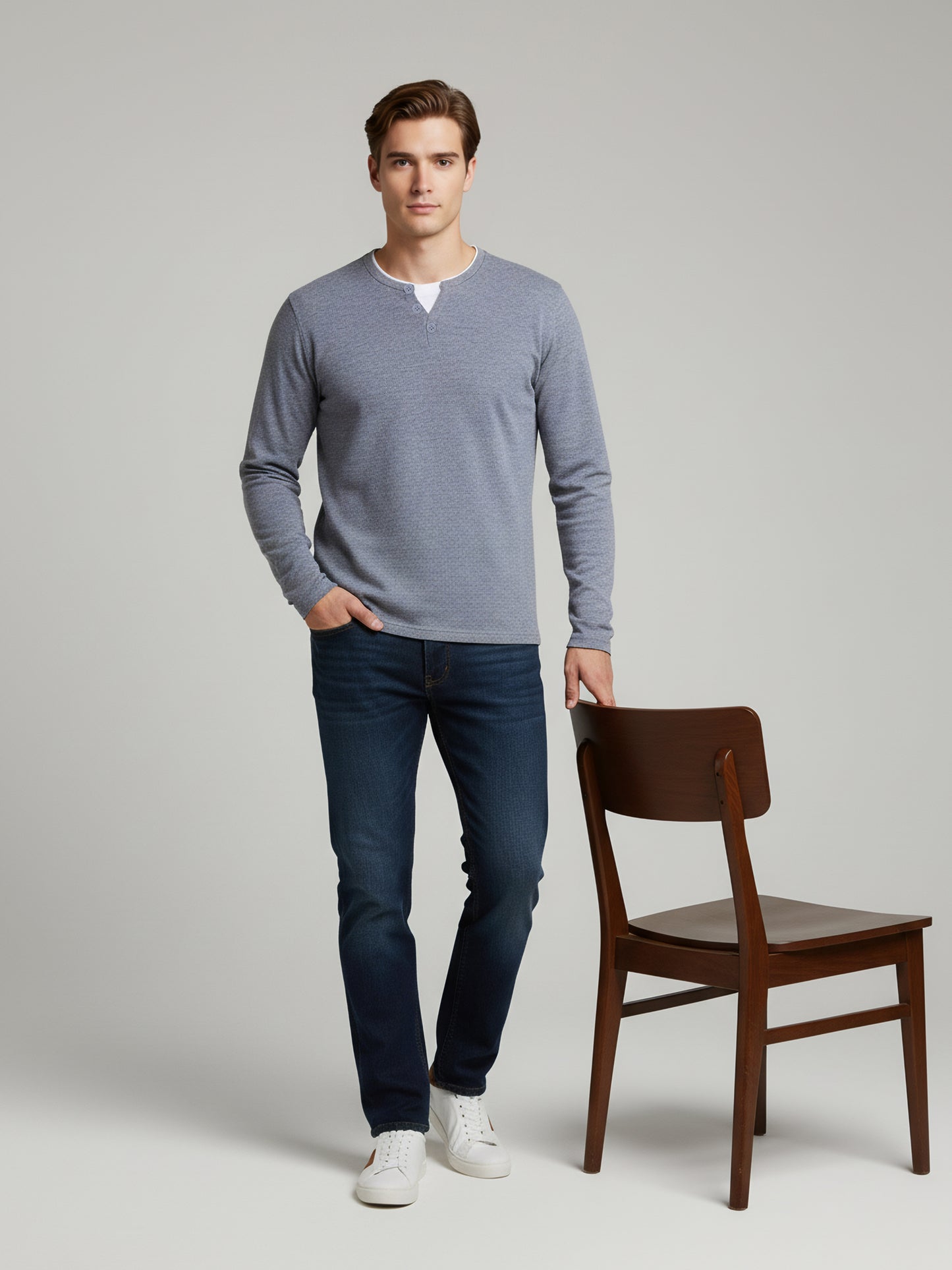 Celio* Men Grey Solid Regular Fit Cotton Sweaters