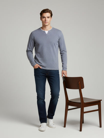 Celio* Men Grey Solid Regular Fit Cotton Sweaters