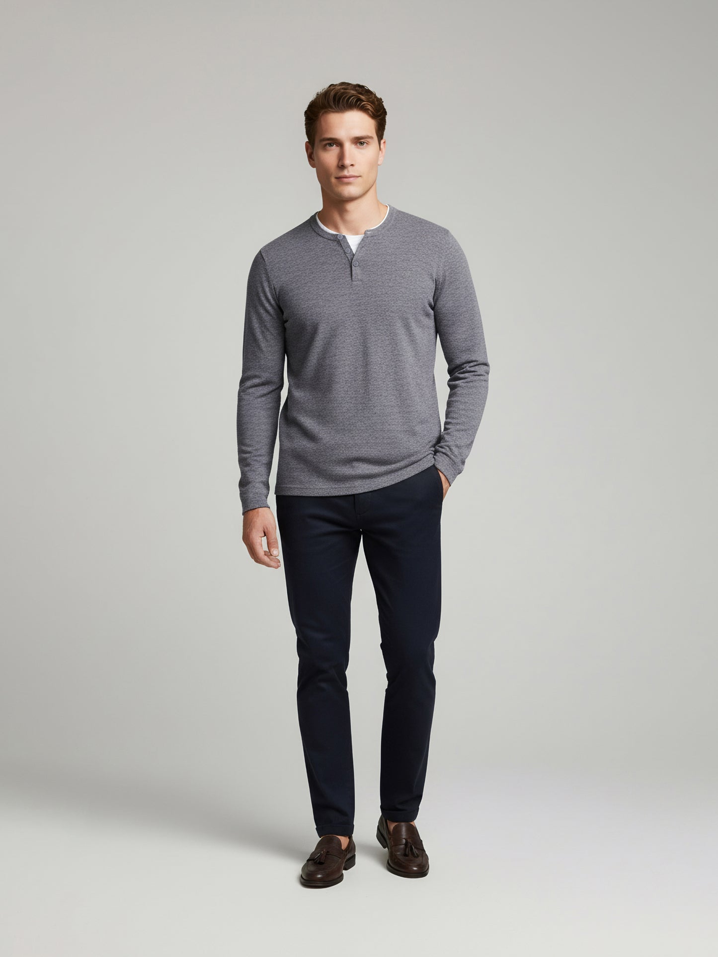 Celio* Men Grey Solid Regular Fit Cotton-Blend Sweaters