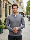 Celio* Men Grey Solid Regular Fit Cotton-Blend Sweaters
