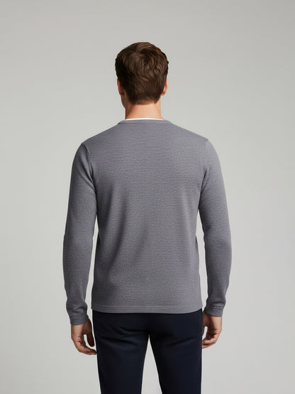Celio* Men Grey Solid Regular Fit Cotton-Blend Sweaters