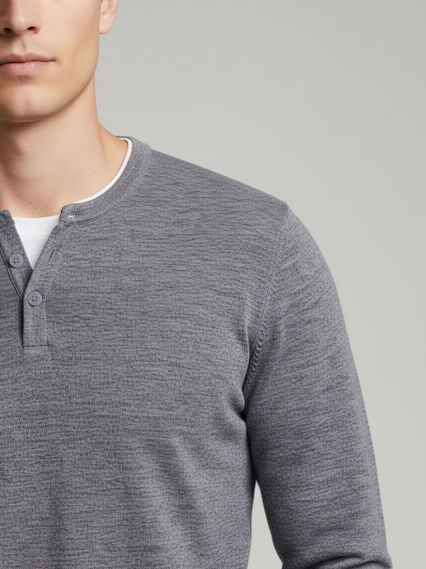Celio* Men Grey Solid Regular Fit Cotton-Blend Sweaters