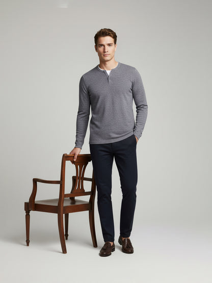 Celio* Men Grey Solid Regular Fit Cotton-Blend Sweaters