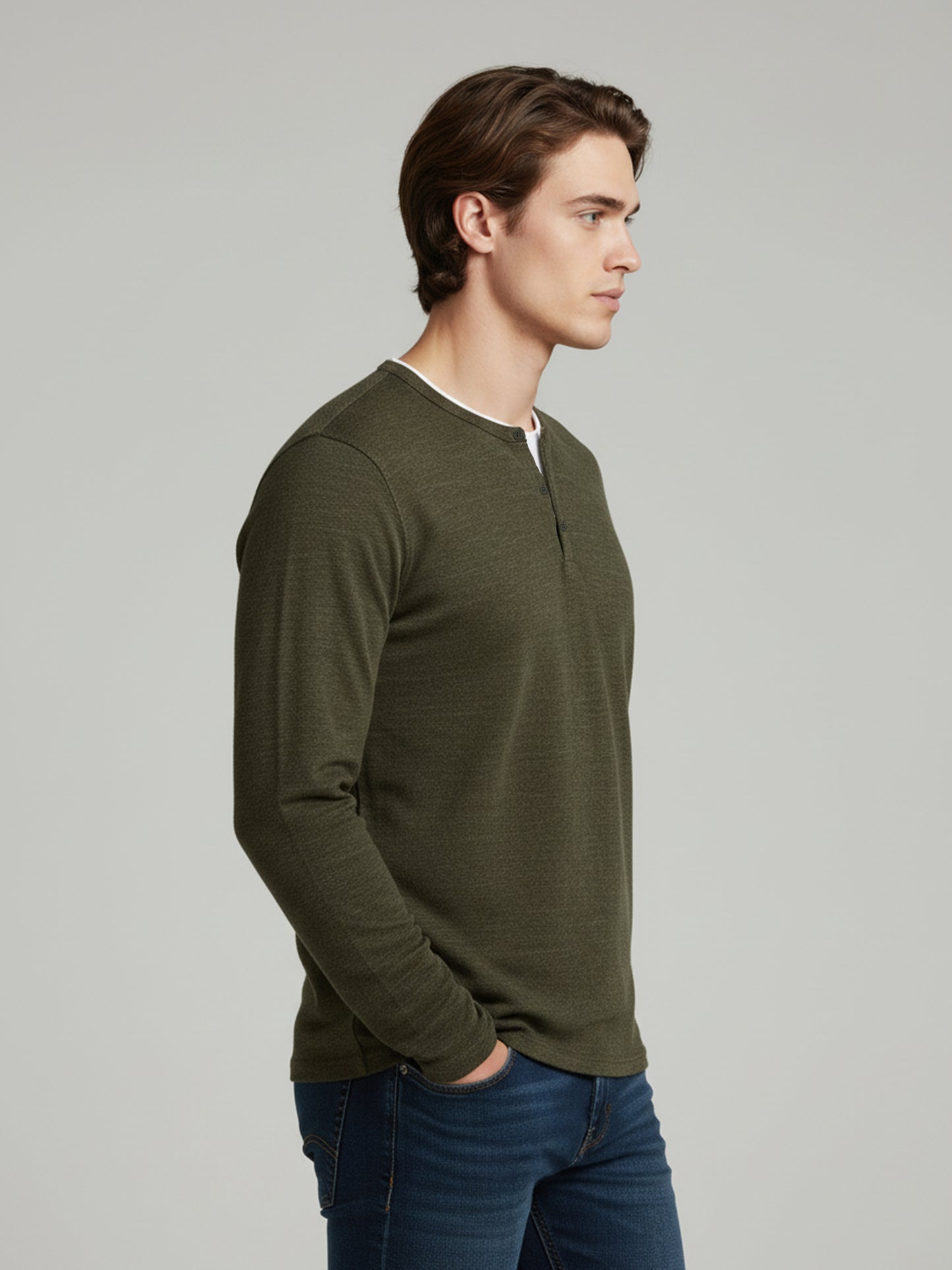 Celio* Men Olive Solid Regular Fit Cotton Sweaters