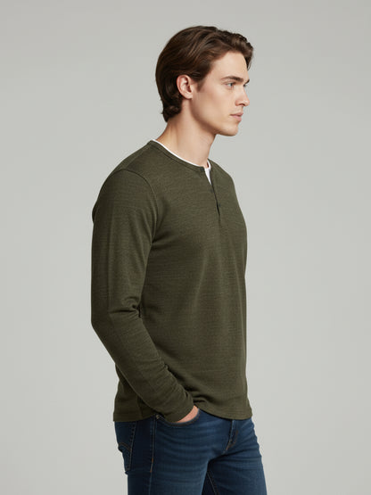 Celio* Men Olive Solid Regular Fit Cotton Sweaters