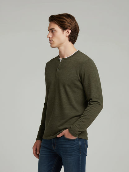 Celio* Men Olive Solid Regular Fit Cotton Sweaters
