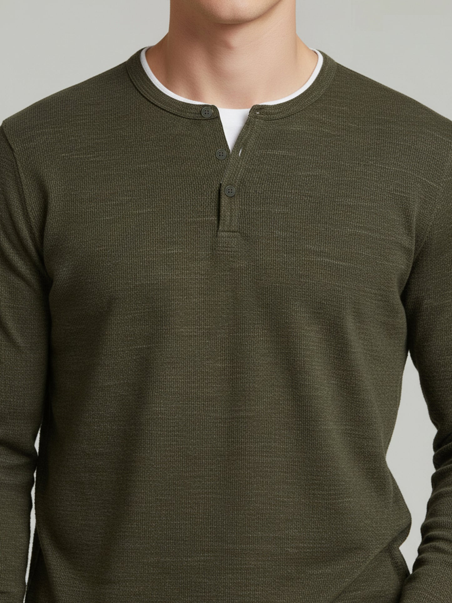 Celio* Men Olive Solid Regular Fit Cotton Sweaters