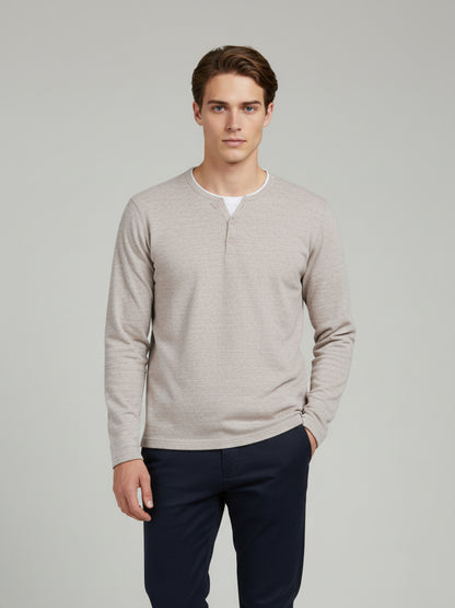 Celio* Men Beige Solid Regular Fit Cotton-Blend Sweaters