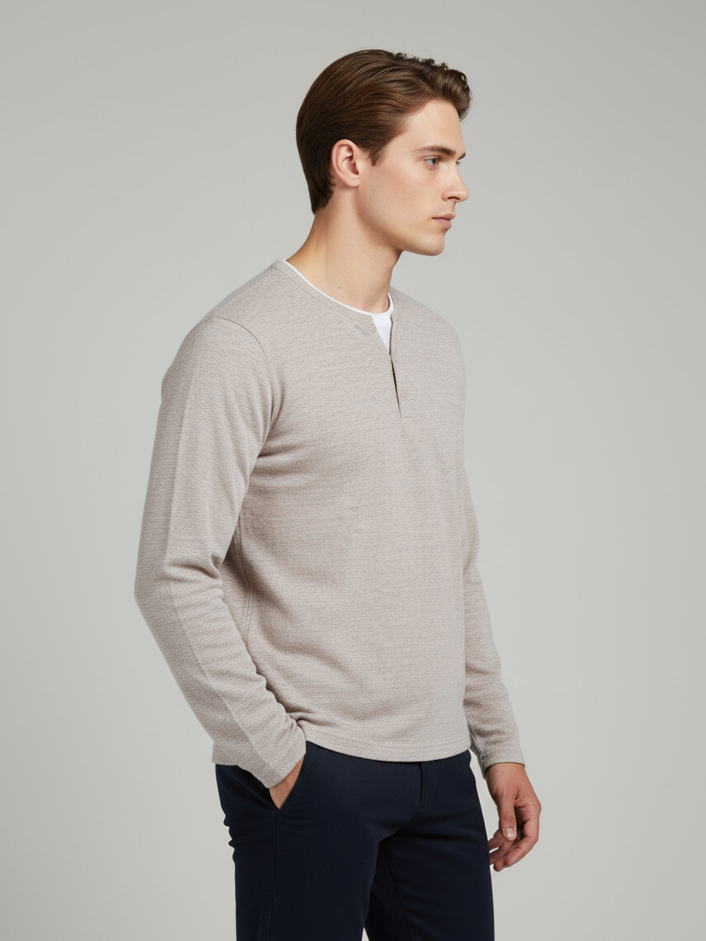Celio* Men Beige Solid Regular Fit Cotton-Blend Sweaters