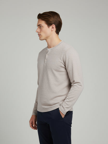 Celio* Men Beige Solid Regular Fit Cotton-Blend Sweaters