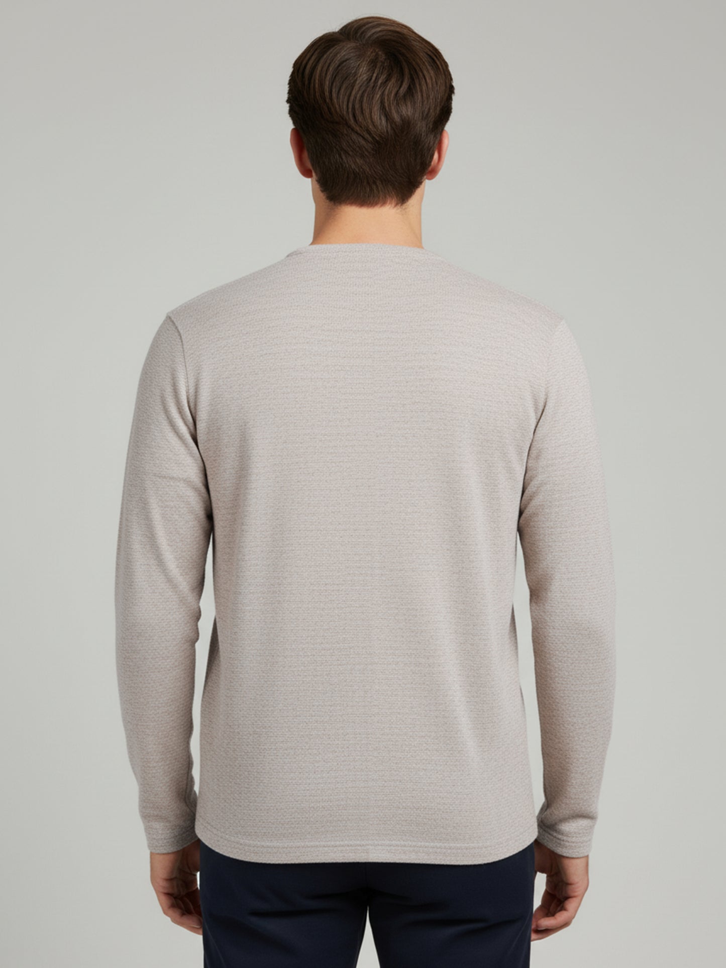 Celio* Men Beige Solid Regular Fit Cotton-Blend Sweaters