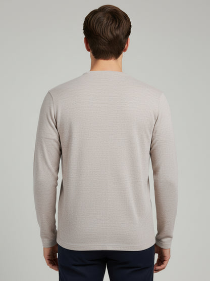 Celio* Men Beige Solid Regular Fit Cotton-Blend Sweaters