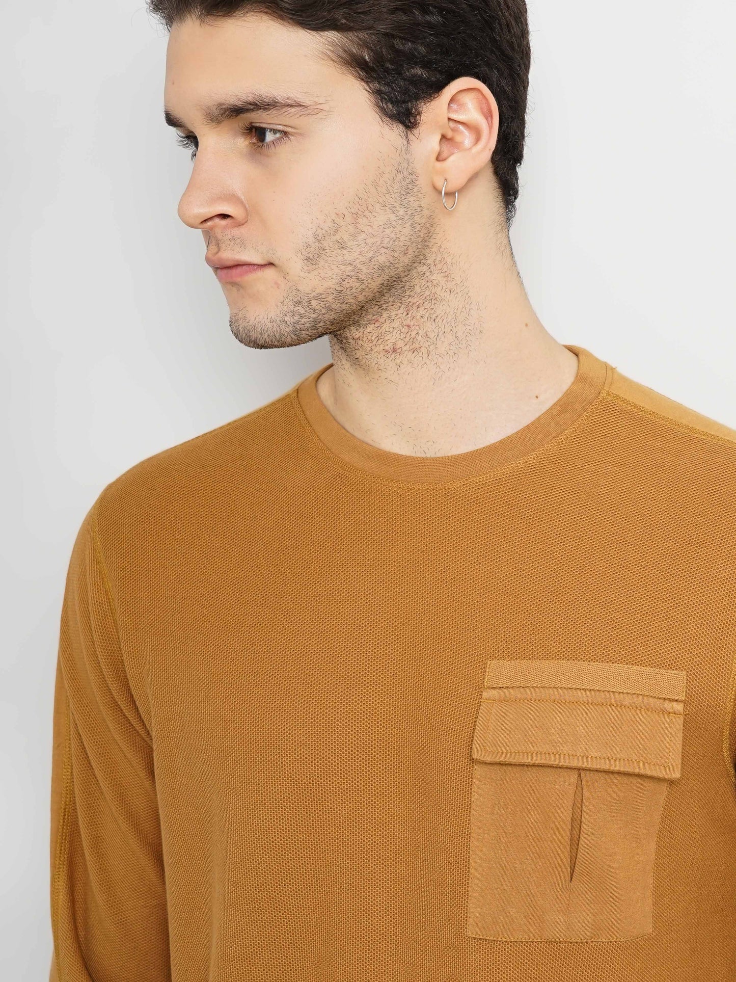 Brown Solid Cotton T-shirt