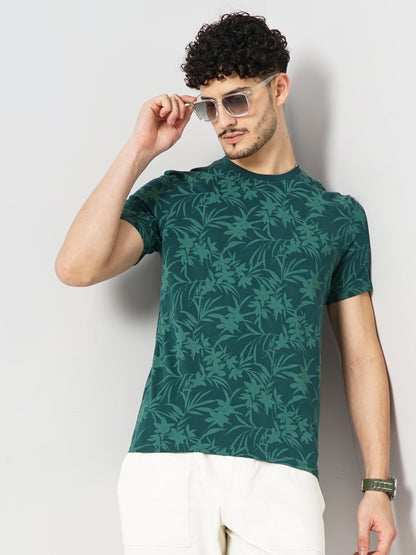 Green Printed Cotton T-shirt