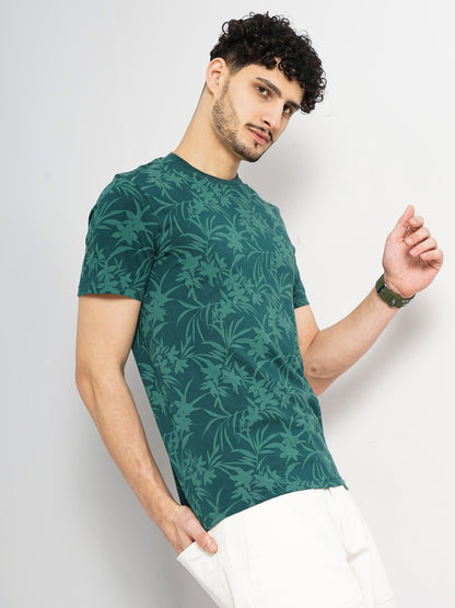 Green Printed Cotton T-shirt