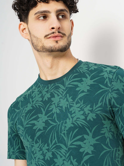 Green Printed Cotton T-shirt