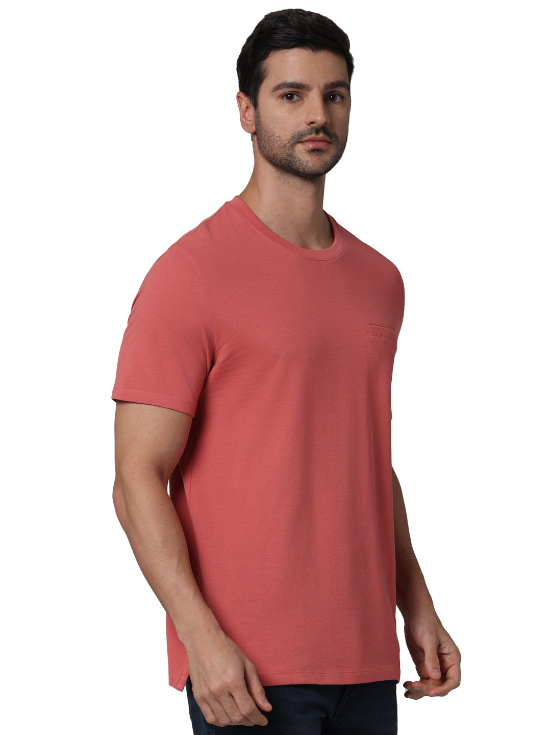 Pink Solid Cotton T-shirt