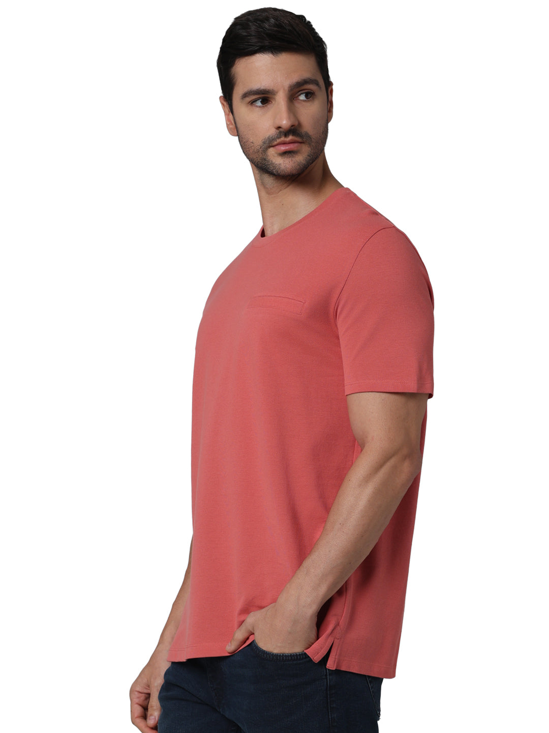 Pink Solid Cotton T-shirt