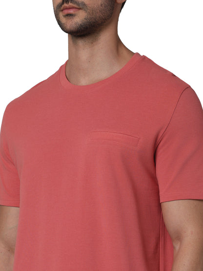 Pink Solid Cotton T-shirt