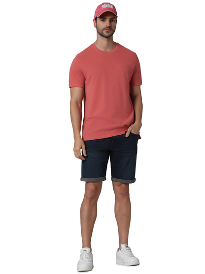 Pink Solid Cotton T-shirt