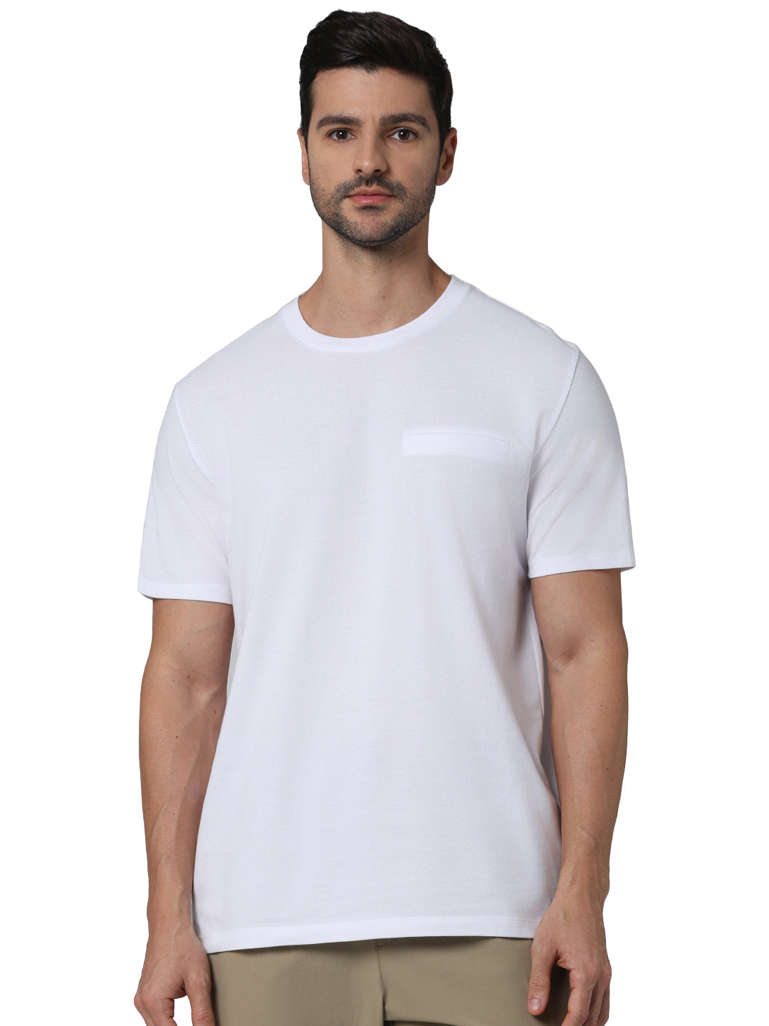 Off White Solid Cotton T-shirt