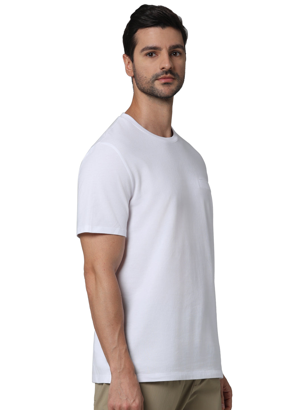 Off White Solid Cotton T-shirt