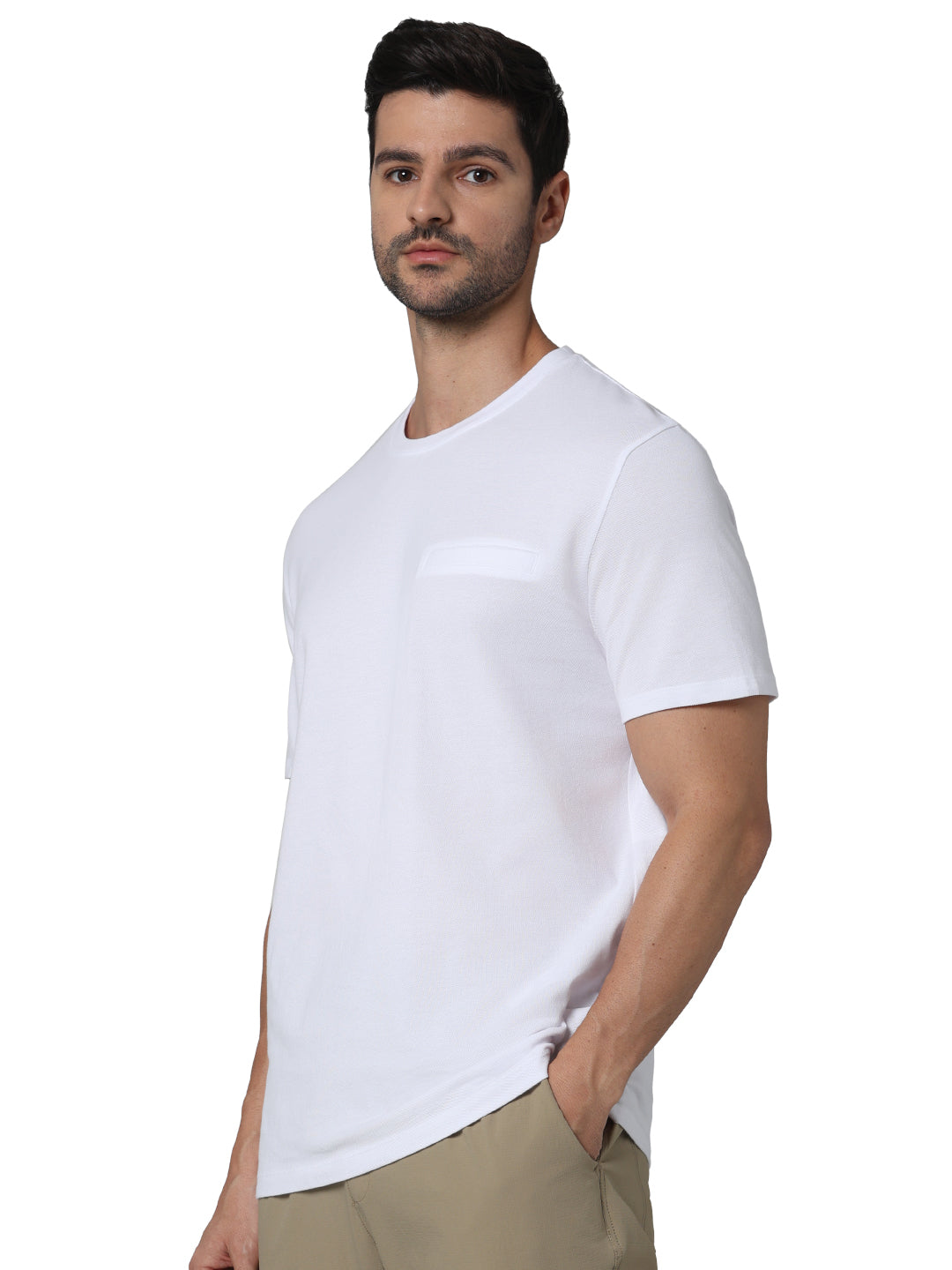 Off White Solid Cotton T-shirt