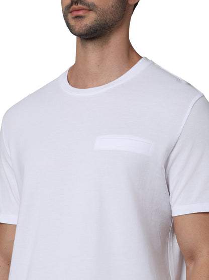 Off White Solid Cotton T-shirt