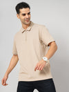 Celio* Solid Slim Fit Cotton Beige T-Shirt
