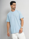Celio* Solid Regular Fit Cotton Blue T-Shirt