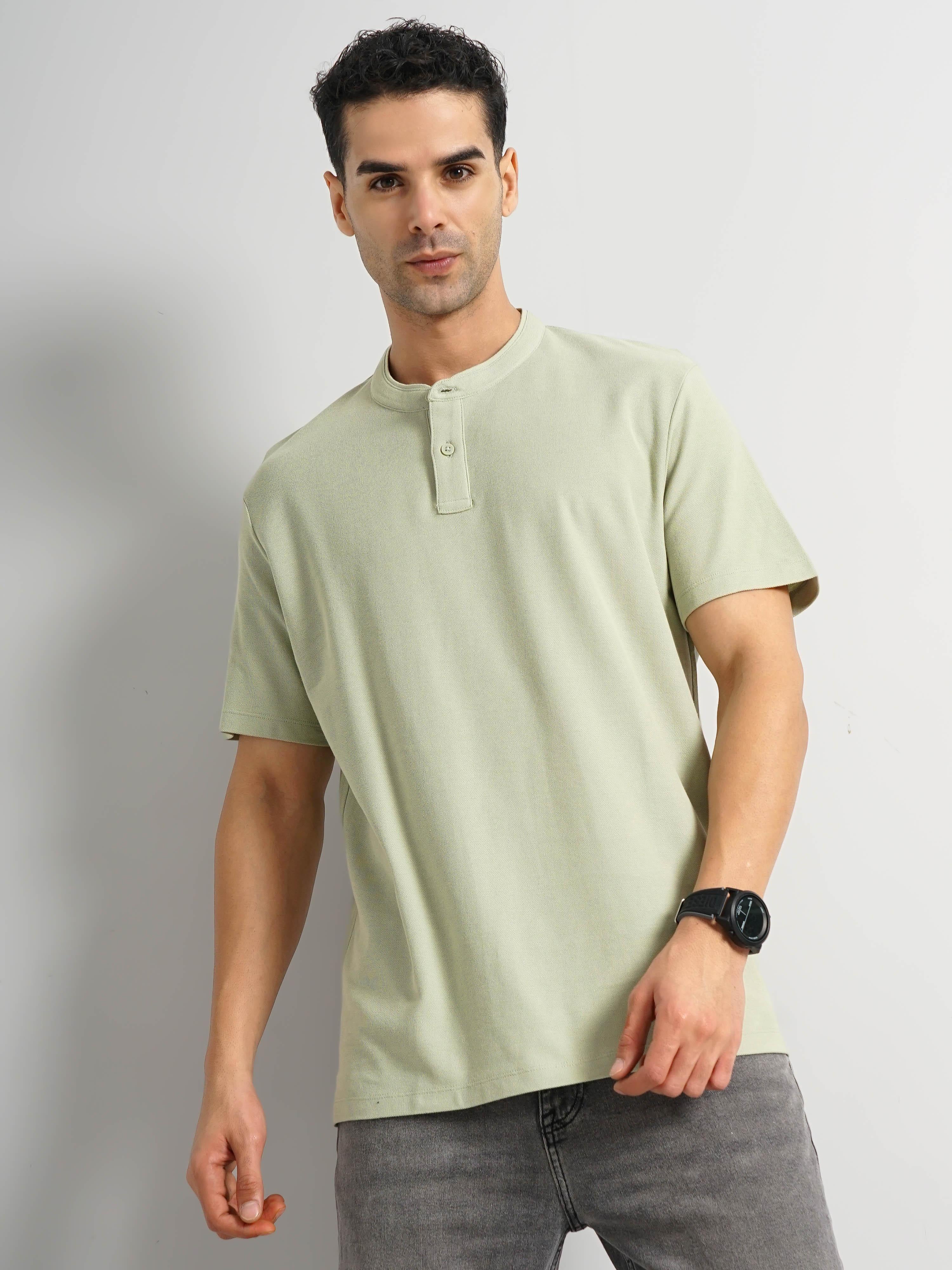 Green Solid Cotton Polo