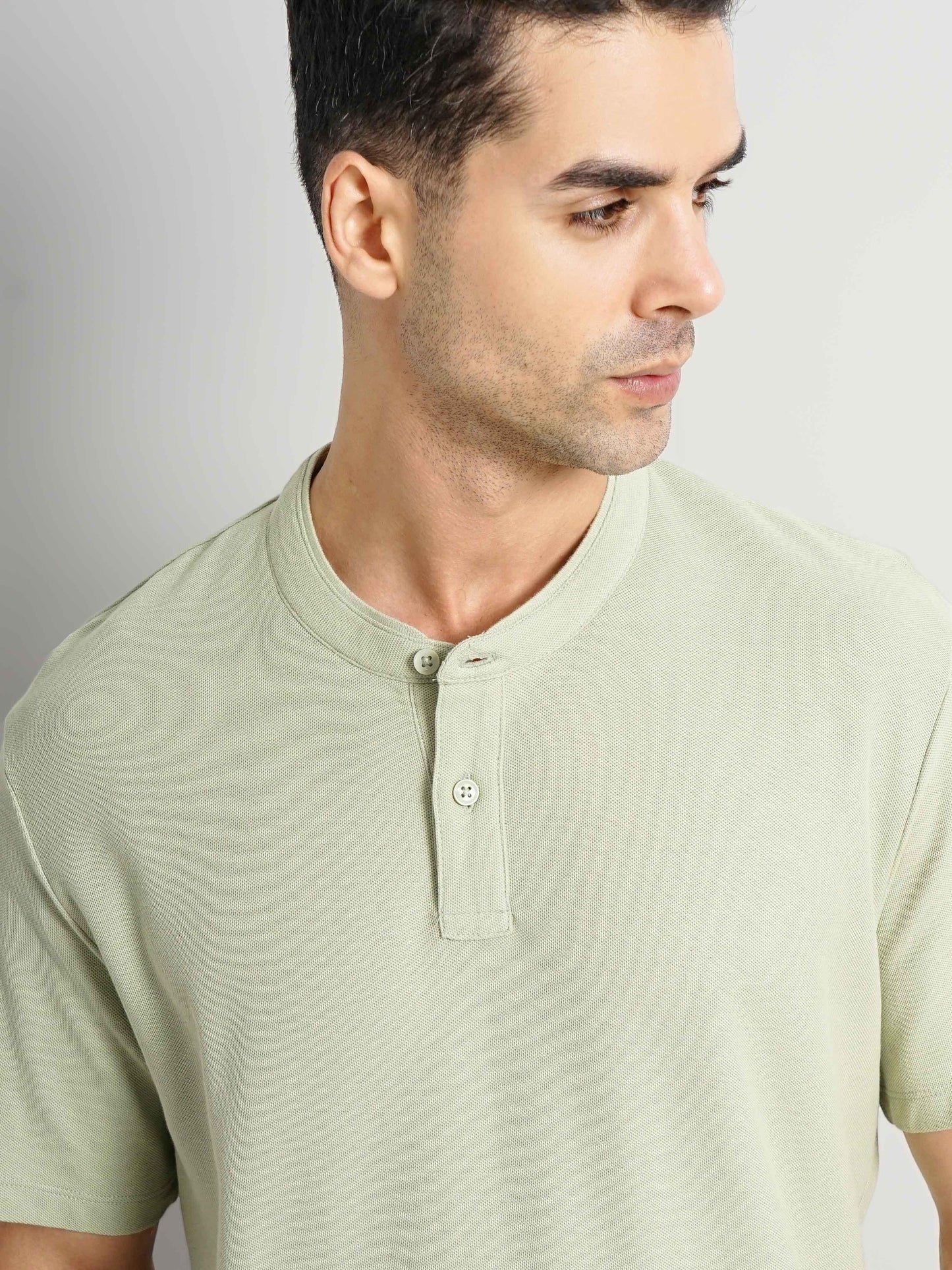 Green Solid Cotton Polo