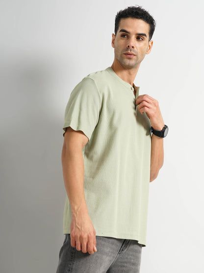 Green Solid Cotton Polo