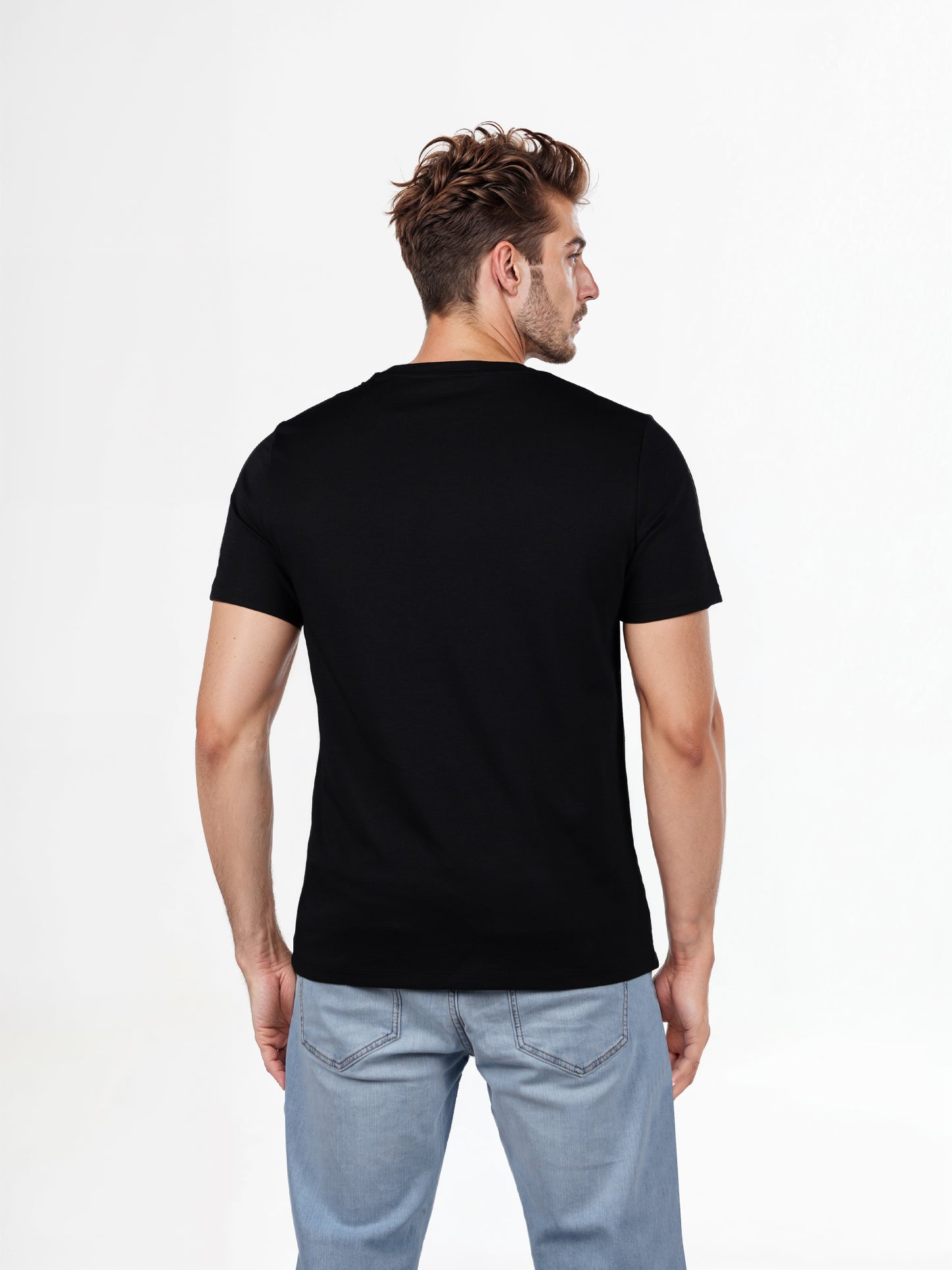 Celio* Solid Regular Fit Poly-Cotton Black T-Shirt