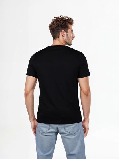Celio* Solid Regular Fit Poly-Cotton Black T-Shirt
