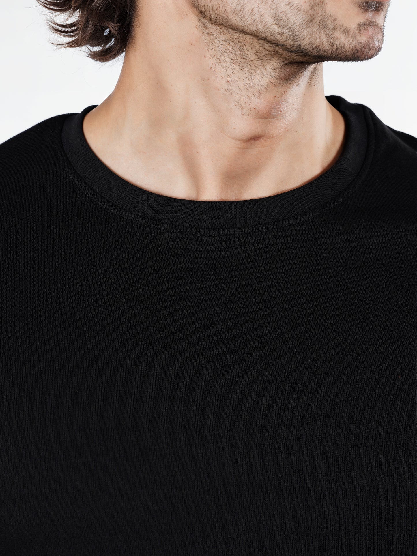 Celio* Solid Regular Fit Poly-Cotton Black T-Shirt