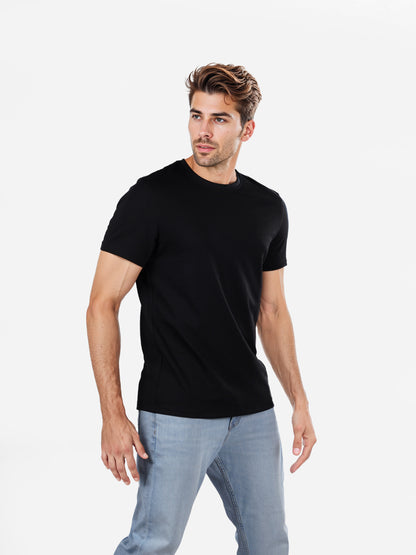 Celio* Solid Regular Fit Poly-Cotton Black T-Shirt