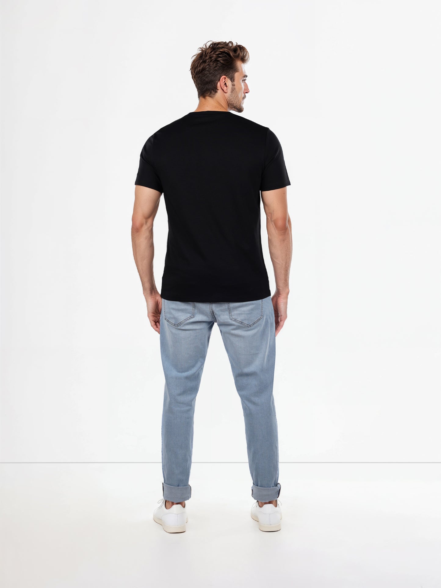 Celio* Solid Regular Fit Poly-Cotton Black T-Shirt