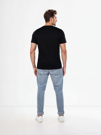 Celio* Solid Regular Fit Poly-Cotton Black T-Shirt