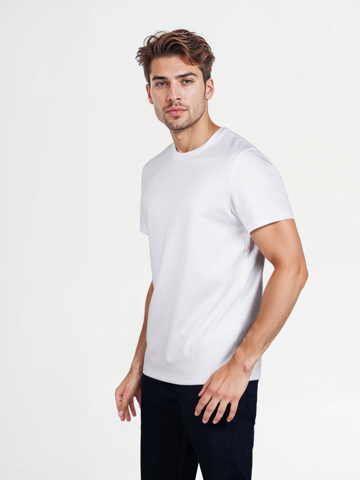 Celio* Solid Regular Fit Poly-Cotton Off White T-Shirt