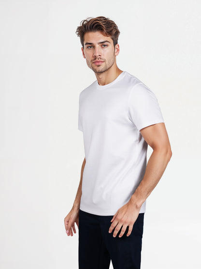 Celio* Solid Regular Fit Poly-Cotton Off White T-Shirt