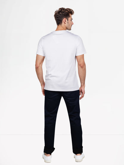 Celio* Solid Regular Fit Poly-Cotton Off White T-Shirt