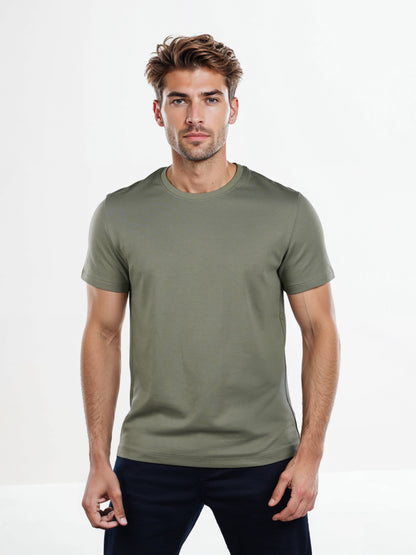 Celio* Solid Regular Fit Poly-Cotton Green T-Shirt