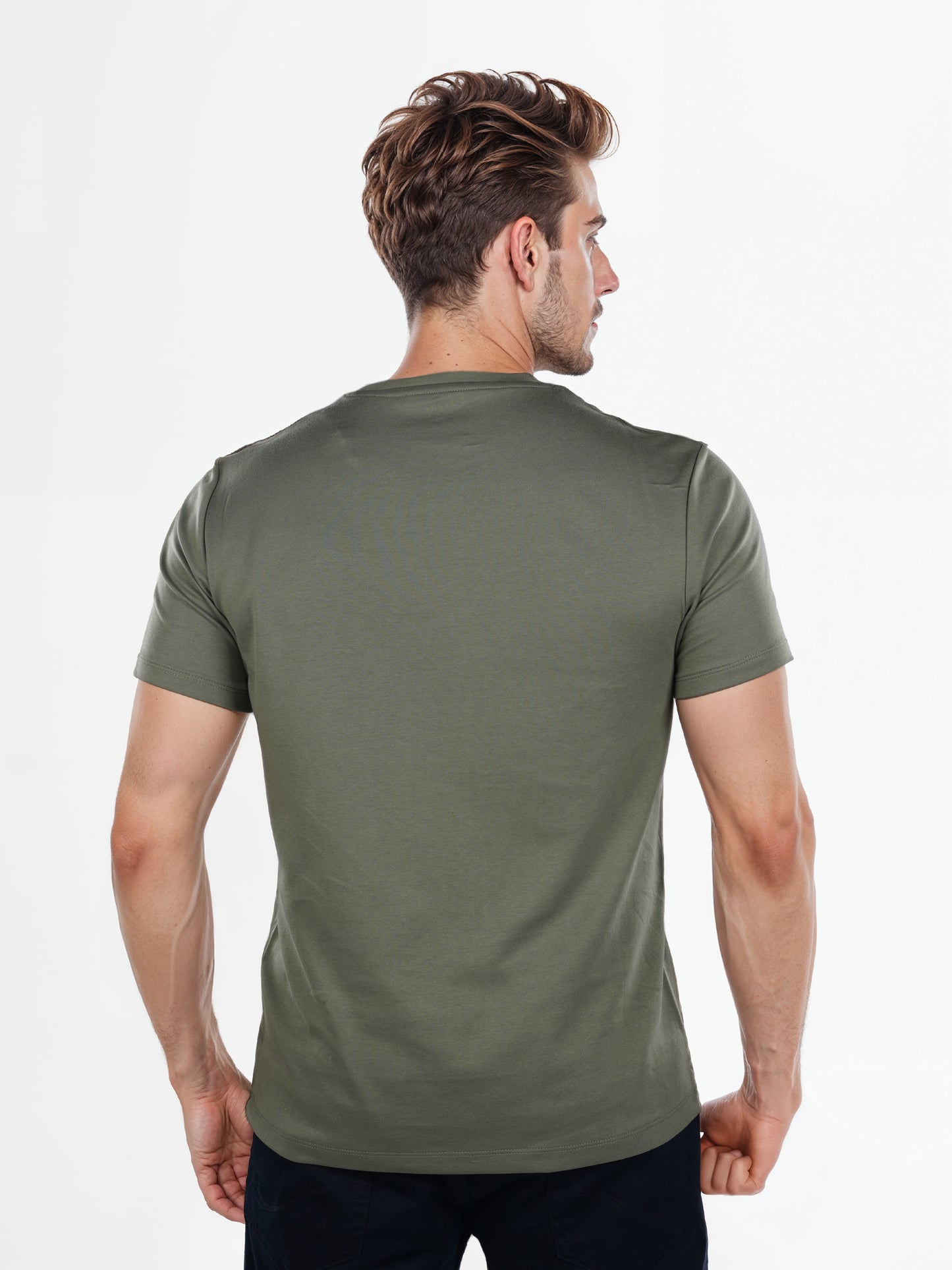 Celio* Solid Regular Fit Poly-Cotton Green T-Shirt