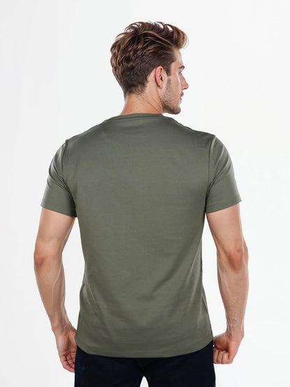 Celio* Solid Regular Fit Poly-Cotton Green T-Shirt