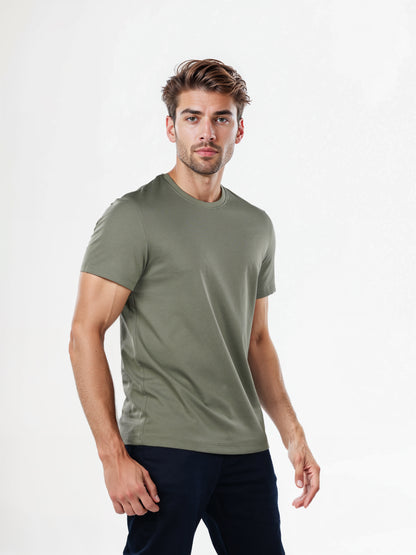 Celio* Solid Regular Fit Poly-Cotton Green T-Shirt